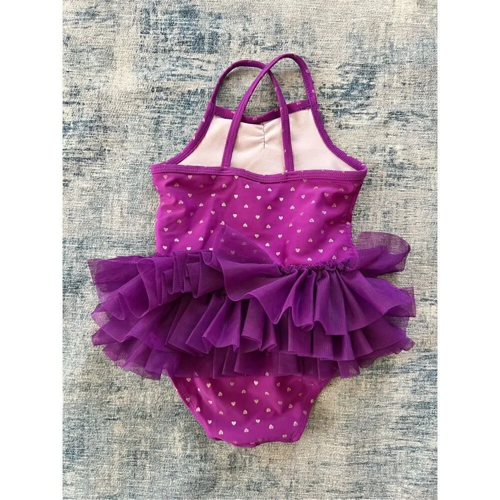Circo Purple Silver Star Tutu Bathing Suit Baby 18 Months
